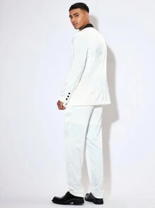 Manfinity VCAY 男士節日服裝,婚禮季節,精心製作的春夏派對套裝,包含編織西裝和褲子 - 彩色 - 查看 3