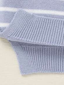 Baby Boy Striped Raglan Short Sleeve Sweater - Blue - View 5