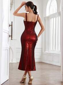 SHEIN Belle Vestido De Cola De Sirena Jacquard Para Mujer