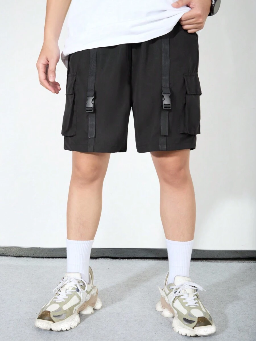 SHEIN Teen Boys' Casual Simple Cargo Style Pocket Shorts