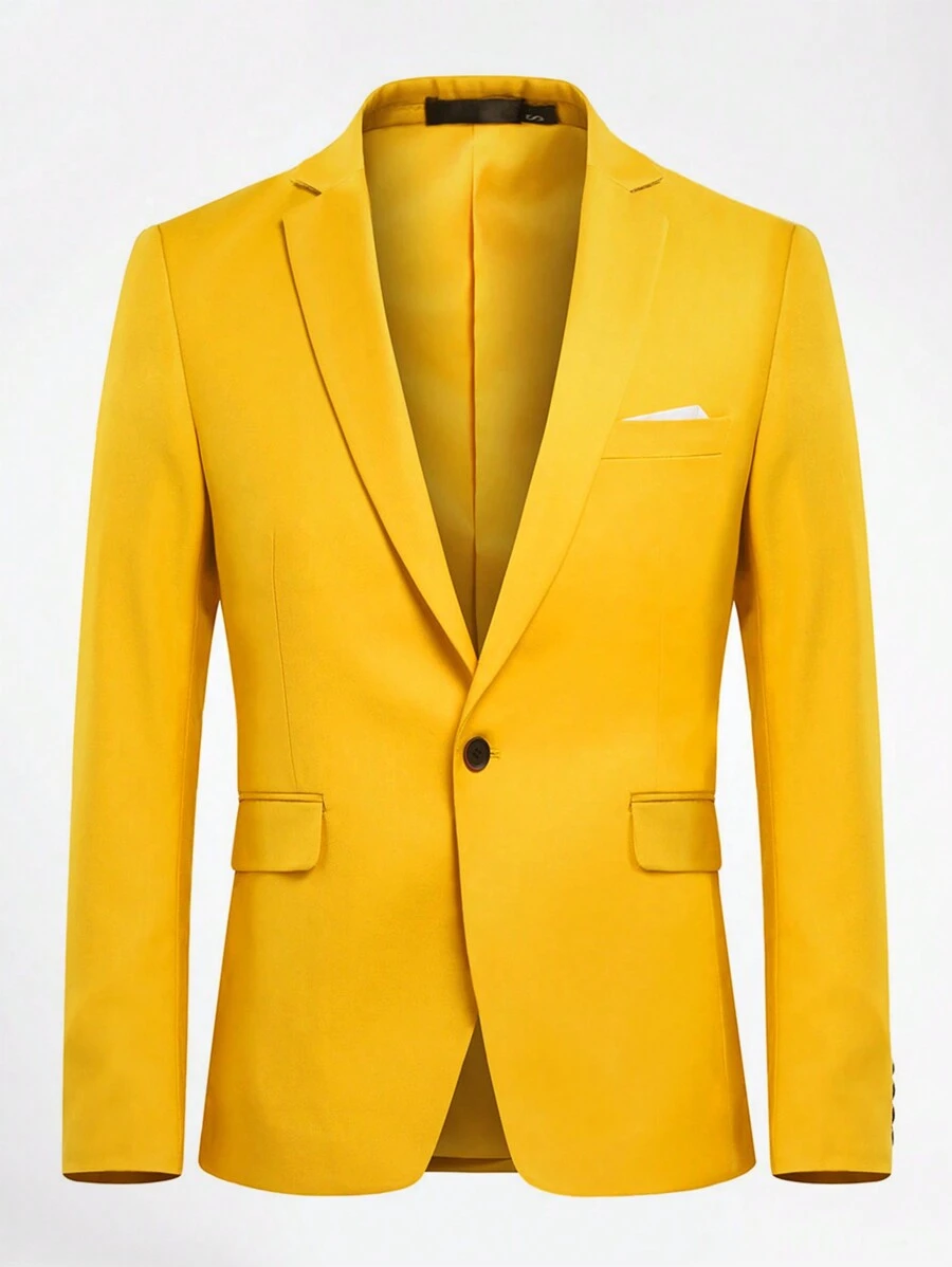 CLOUDSTYLE Nam Ve áo có khía Ngực đơn Áo vest áo - Màu vàng - Xem 1