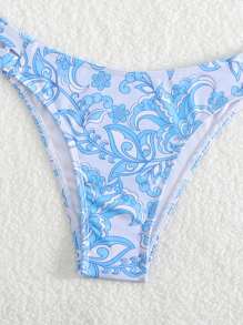 SHEIN Swim Women's Plant Pattern Printed Bikini Set Summer Beach