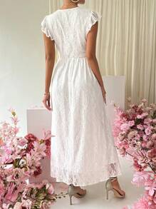 Chiquease 女士 V 领盖袖蕾丝连衣裙 - 白色 - 查看 2