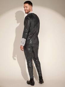 Manfinity VCAY Men's Casual Sequin Suit 2pcs/Set - Silver - View 2