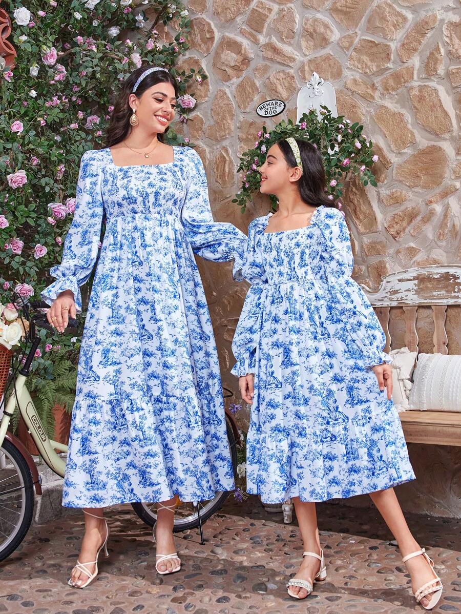 Mulvari Plus Size Women's Floral Printed Dress With Ruffled Hem - Multicolor - View 1