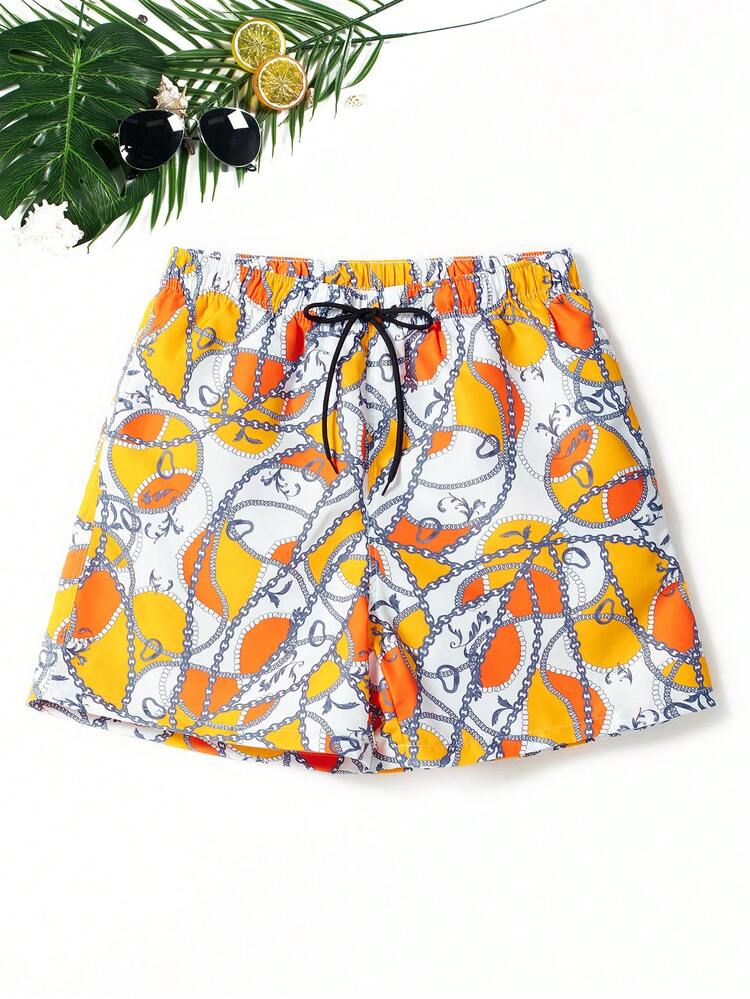 Men's Chain Print Beach Shorts