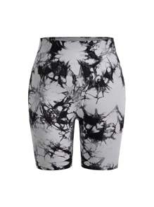 Easithlete Plus Size Tie-Dye Sports Shorts Legging Shorts - Multicolor - View 18