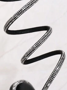 SHUZIA Women's Fashionable Rhinestone Flat Sandals - Black - View 4