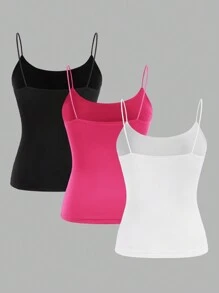 SHEIN EZwear 休閒3入組性感多用途貼身背心上衣，適合夏季 - 彩色 - 查看 2