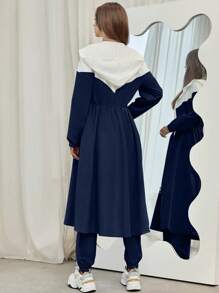 Mulvari Women's Color Block Hooded Jacket And Pants Set 2 Piece Set Fall Cloth For Women Sportswear