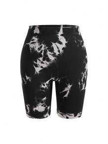 Easithlete Plus Size Tie-Dye Sports Shorts Legging Shorts - Multicolor - View 3