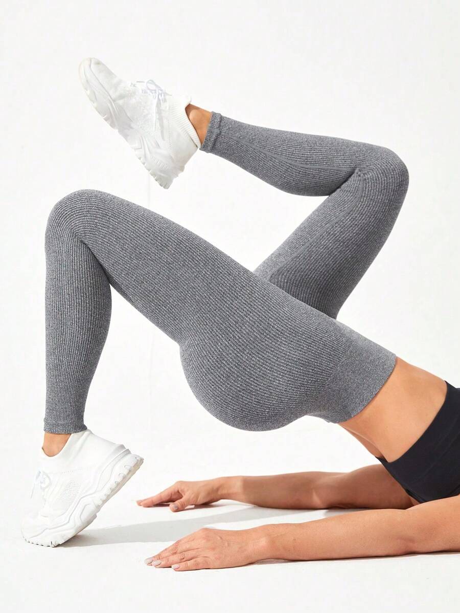 Gameset SHEIN Sport Solid Color Women'S Sports Leggings Yoga Pants - Grey - View 1