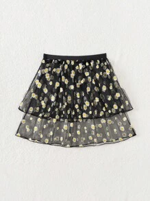 Tween Girls' Daisy Print Cover Up Skirt, For Summer, Beach, Swimming Pool