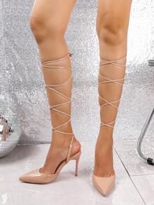 女款裸色高跟鞋,粉紅色尖頭 - 藕粉色 - 查看 6