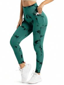 Easithlete Leggings De Yoga Sin Costuras Con Teñido Anudado Y Bolsillos - verde menta - Ver 6