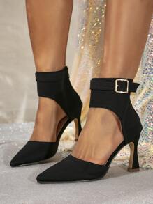 Women's Black Mules, Hollow Out, Zipper Heels, Pointed Toe, Shoes, Elegant And Simple Formal Work Shoe, High Heel Black Pump, Autumn And Winter New Arrival
