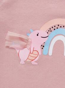 Cozy Pixies 3pcs Baby Girl Cartoon Animal Pattern Round Neck Straight Shoulder Tops Set - White - View 9