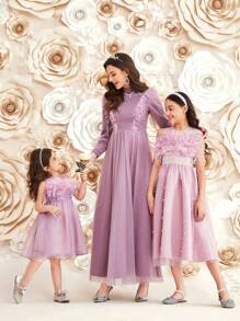 Modelyn 女士长袖阿拉伯连衣裙，优雅晚会礼服长款晚礼服 - 紫色 - 查看 4