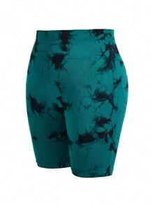Easithlete Plus Size Tie-Dye Sports Shorts Legging Shorts - Multicolor - View 20