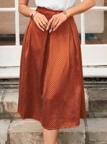 SHEIN Clasi Women's Polka Dot Printed Pleated Skirt