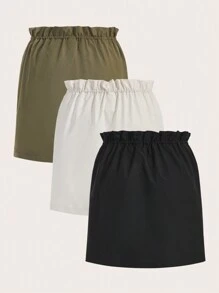 SHEIN SXY 3pcs Utility Style Skirt With Drawstring Waist & Pockets