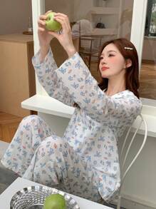 DAZY 可爱兔子印花睡衣套装 白色套装 - 白色 - 查看 3