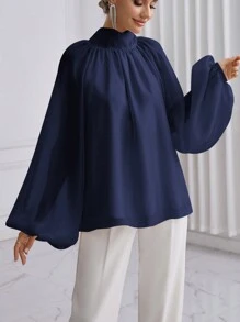 Firerie 純色立領燈籠袖休閒襯衫