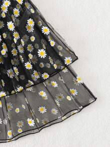 Tween Girls' Daisy Print Cover Up Skirt, For Summer, Beach, Swimming Pool