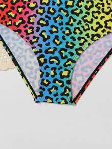 Tween Girl Leopard Print Ombre Bikini Set, Bathing Suit Beach Outfit Summer Vacation Summer Beach - Multicolor - View 5