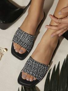 女士平底涼鞋 - 黑色 - 查看 4