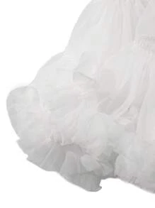 Young Girl' Elegant White Tulle Puff Skirt, Suitable For Spring, Summer, Autumn, Matching With T-Shirts Or Blouses For A Lovely, Sweet Look, Great For Outings, Parties And Gatherings - White - View 3