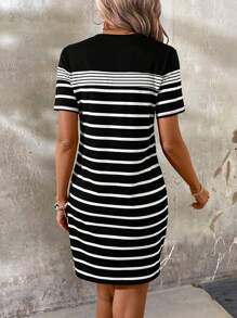 EMERY ROSE 女士條紋拼接色塊連衣裙 - 彩色 - 查看 2