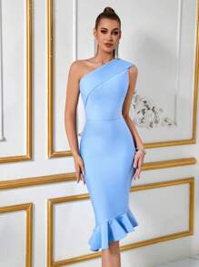 ADYCE 优雅美人鱼裙摆修身鸡尾酒礼服，白色半正式礼服，适合生日、婚礼宾客、正式晚宴、返校节、复活节夏季、毕业典礼及其他场合的派对和春季活动。 - 淺藍色 - 查看 3