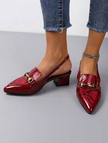 Của phụ nữ Đỏ  Dày Gót chân Giày đế bệt - Màu Đỏ Sâu - Xem 5