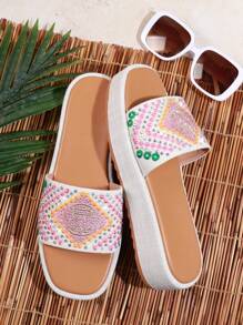 SHUZIA 女式楔形跟厚底涼鞋 - 白色 - 查看 2