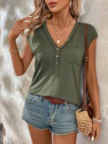 SHEIN LUNE Women's Green Casual T-Shirt For Summer Country Music Festival