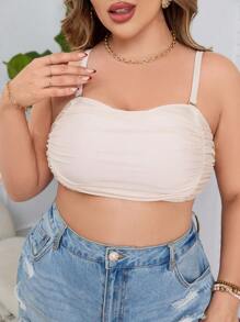 SHEIN Swim Curve Plus Size Solid Color Pleated Swimwear Top Summer