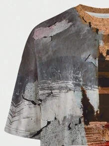 Manfinity Roughcore Nam Kích thước lớn Vá lại In Vòng cổ Ngắn tay Áo thun - Nhiều màu - Xem 3