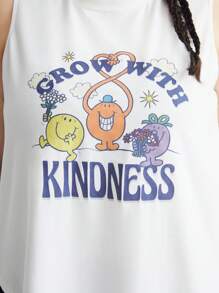 Mr Men Little Miss X SHEIN Plus Cartoon en letter grafisch Gebogen zoom Tank tops