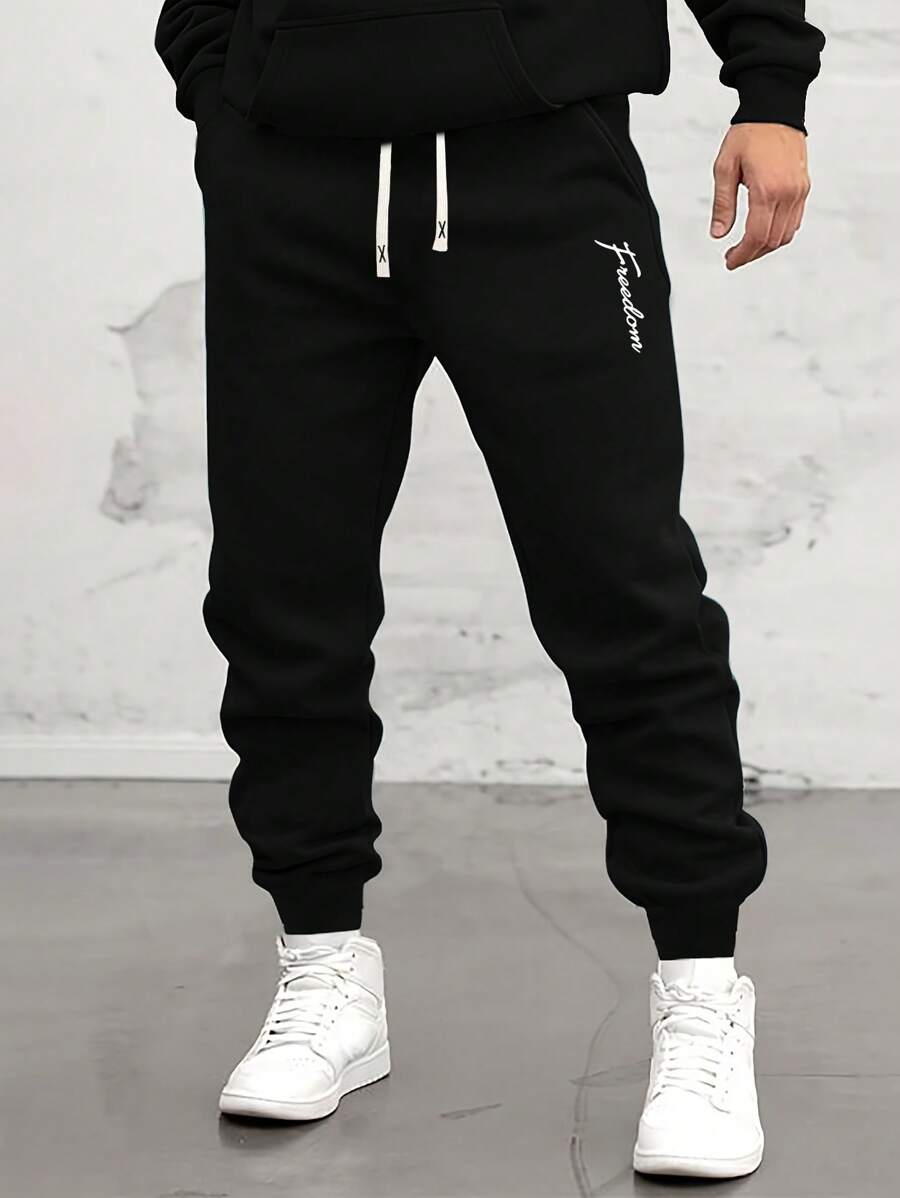Men's Casual Sports Comfortable Fashion Simple Letter Print Drawstring Waist Sweatpants