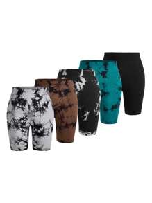 Easithlete Plus Size Tie-Dye Sports Shorts Legging Shorts - Multicolor - View 14