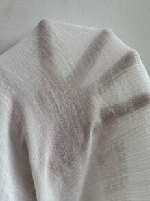 Breezaya Crocheted Flower Design Square Collar Puff Sleeve Dress - White - View 4