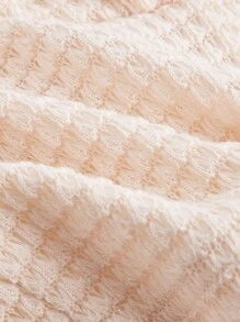 SHEIN MOD Backless Plaid Strapless Top With Lace Up Back, Great For Music Festivals - Apricot - View 4