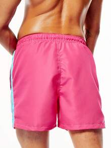 Manfinity Men's Contrast Color Beach Shorts - Pink - View 2