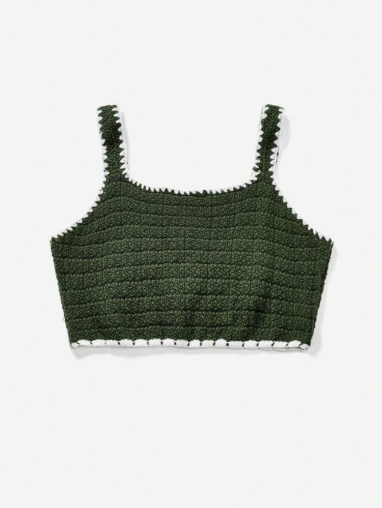 Plus Size Women's Floral Pattern Knitted Cami Top