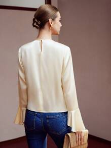 MOTF PREMIUM 絲質純色擴口袖上衣 - 杏色 - 查看 7