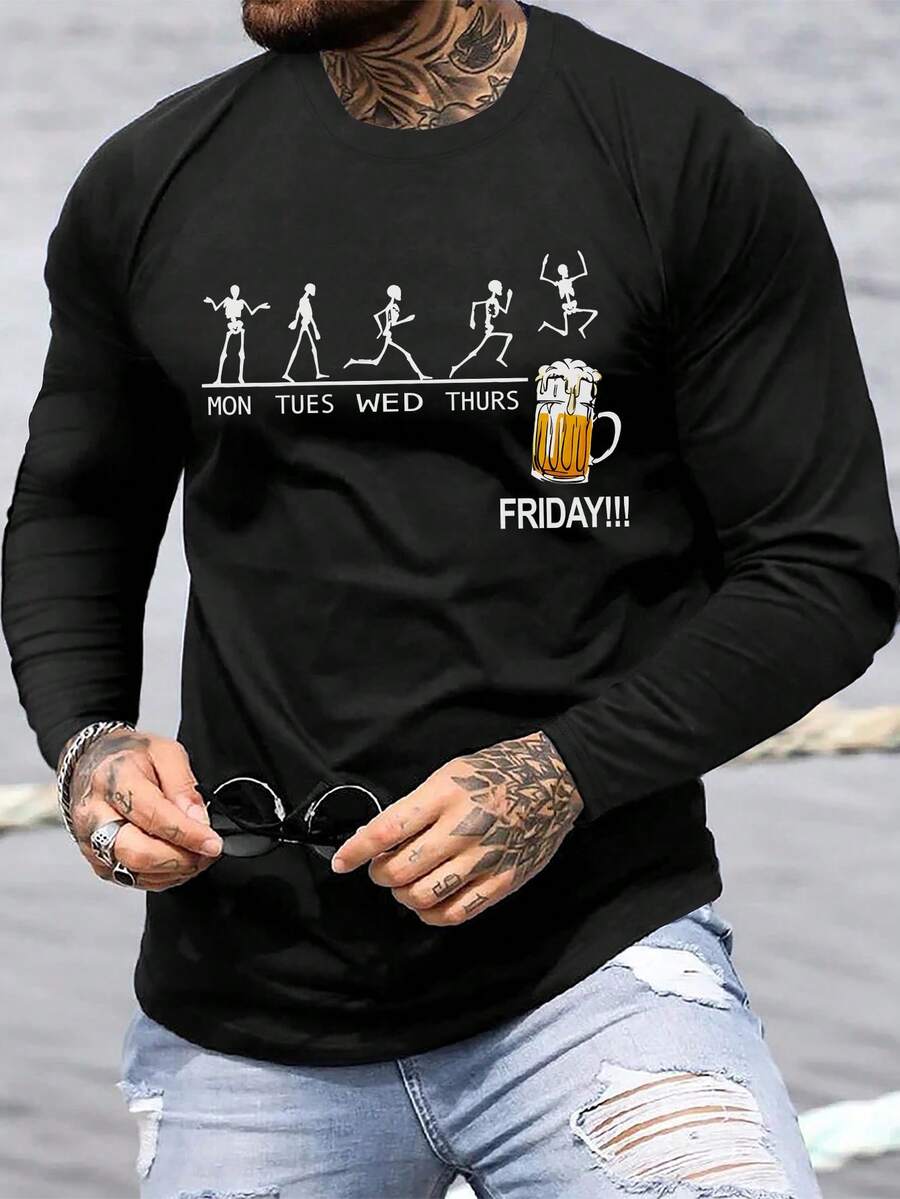 男士T恤 - 黑色 - 查看 1