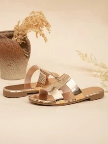 Zapatillas Elegantes Y De Doble Cara Para Exteriores En Color Champagne Para Chicas - Champán - Ver 4