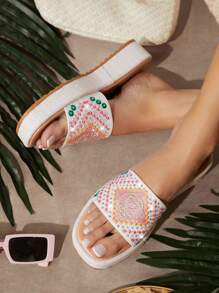 SHUZIA 女式楔形跟厚底涼鞋 - 白色 - 查看 3