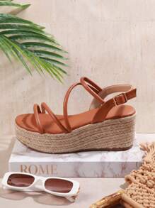 SHUZIA Của phụ nữ Nêm Gót chân Nền tảng Dép xăng đan - màu nâu - Xem 2